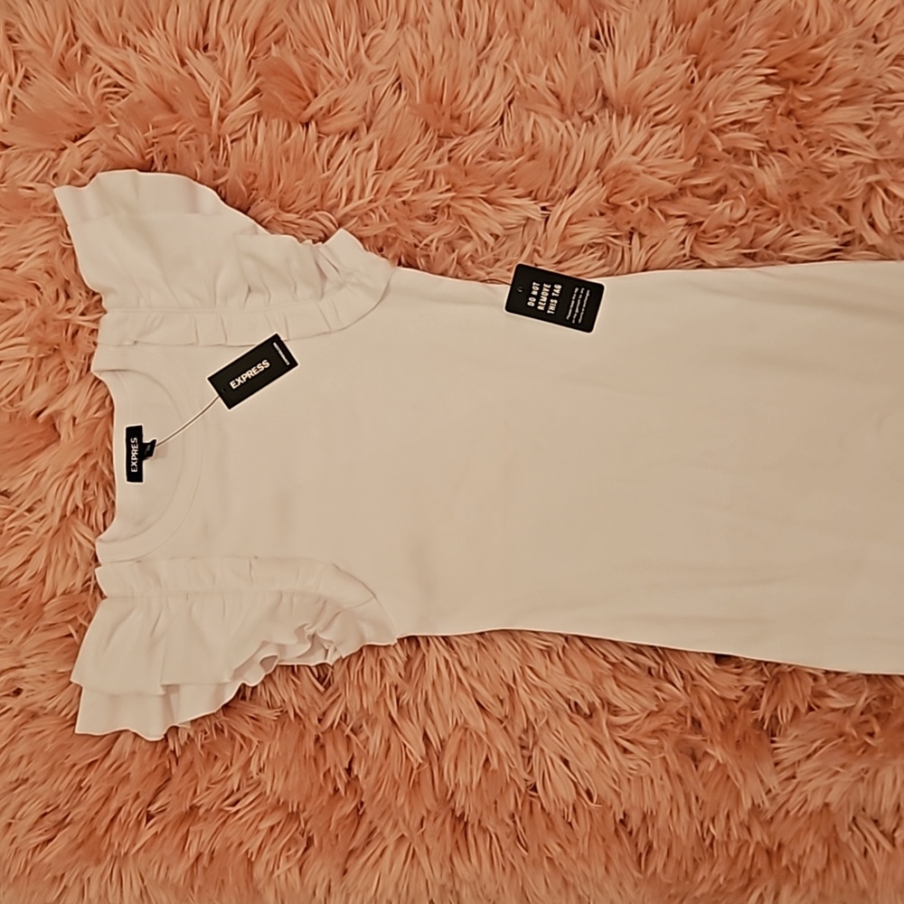 NEW Express Fitted Ribbed Midi Dress. Size XXS..White